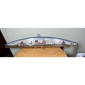 Vtg Hand Painted Half Moon Country Road Wall Wooden Plague 36" Primitive Rustic